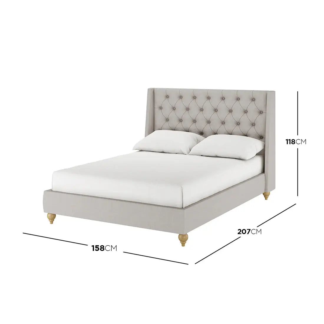 Vilania Double Fabric Bed Frame with Buttons Australia Beyond Living