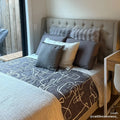 Vilania Double Fabric Bed Frame with Buttons Australia Beyond Living