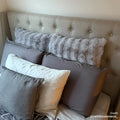Vilania Double Fabric Bed Frame with Buttons Australia Beyond Living