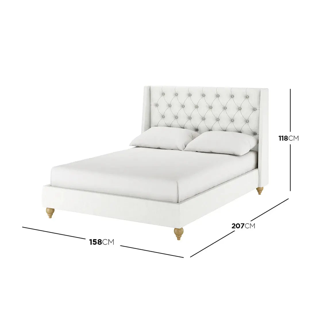 Vilania Double Fabric Bed Frame with Buttons Australia Beyond Living