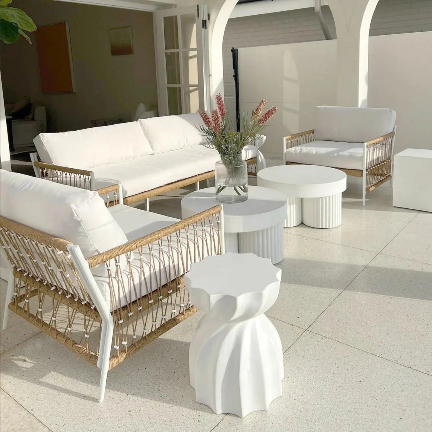 Basalt 70cm Indoor Outdoor Concrete Coffee Table White Australia Beyond Living