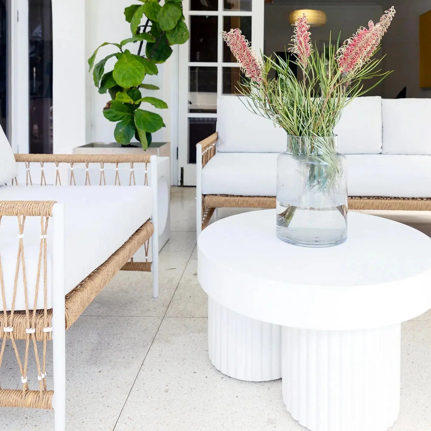 Basalt 70cm Indoor Outdoor Concrete Coffee Table White Australia Beyond Living