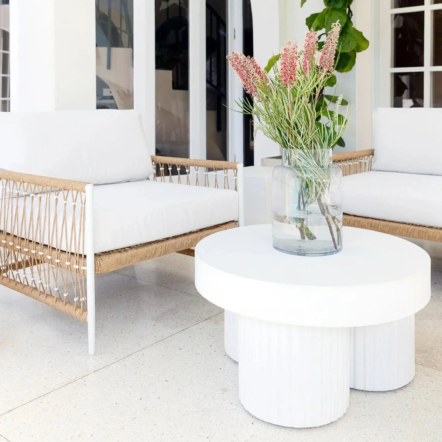 Basalt 70cm Indoor Outdoor Concrete Coffee Table White Australia Beyond Living