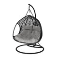 2 Seater Hanging Egg Chair – Outdoor Wicker Pod Chair Black Beyond Living