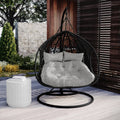 2 Seater Hanging Egg Chair – Outdoor Wicker Pod Chair Black Beyond Living