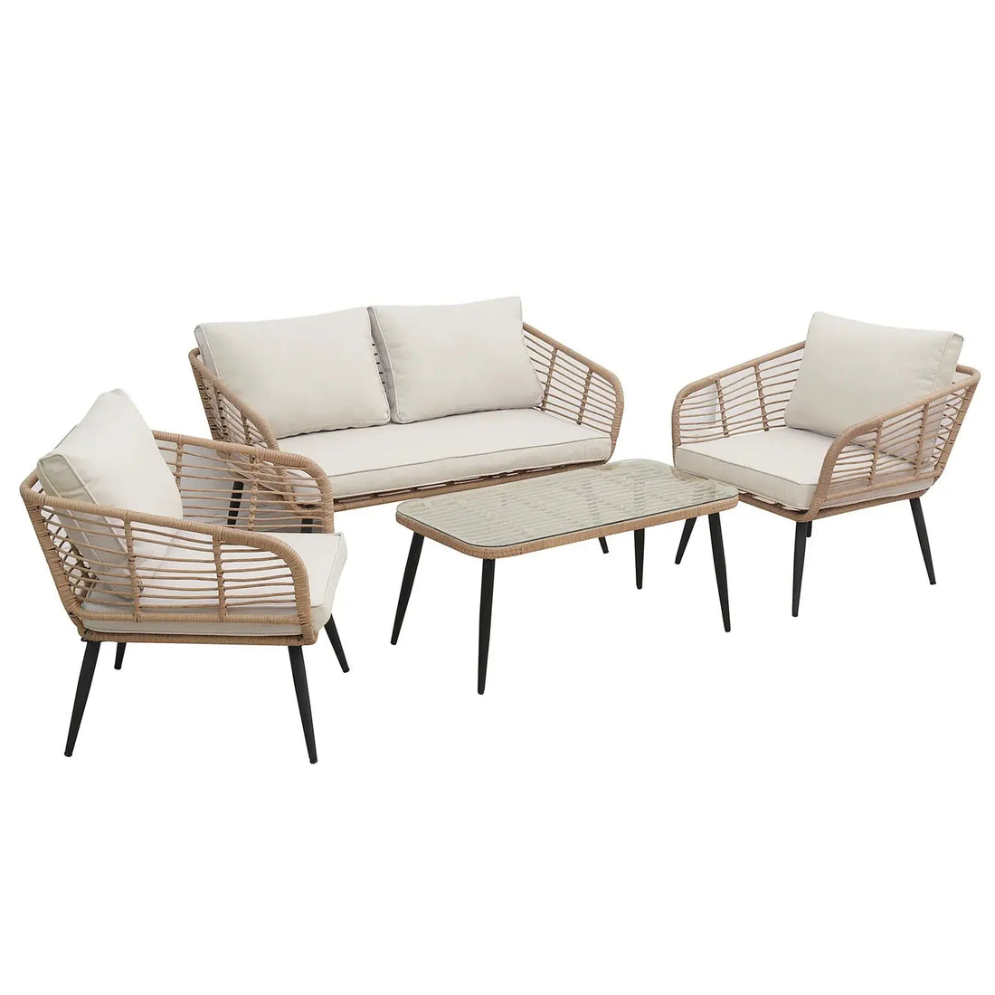 Bequia 4-Seater Aluminium Rope Wicker Outdoor Sofa in Sand Beyond Living