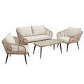 Bequia 4-Seater Aluminium Rope Wicker Outdoor Sofa in Sand Beyond Living