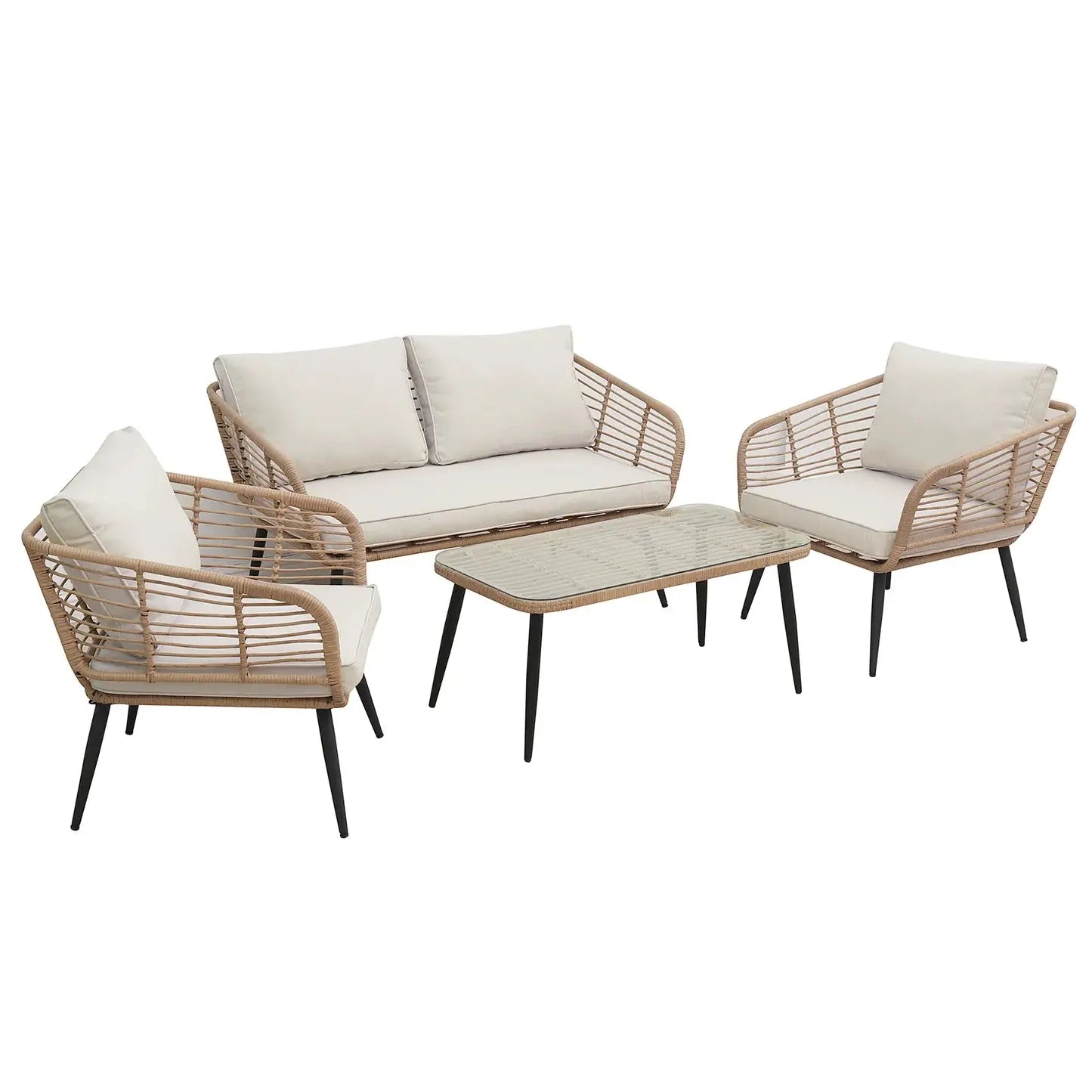 Bequia 4-Seater Aluminium Rope Wicker Outdoor Sofa in Sand Beyond Living