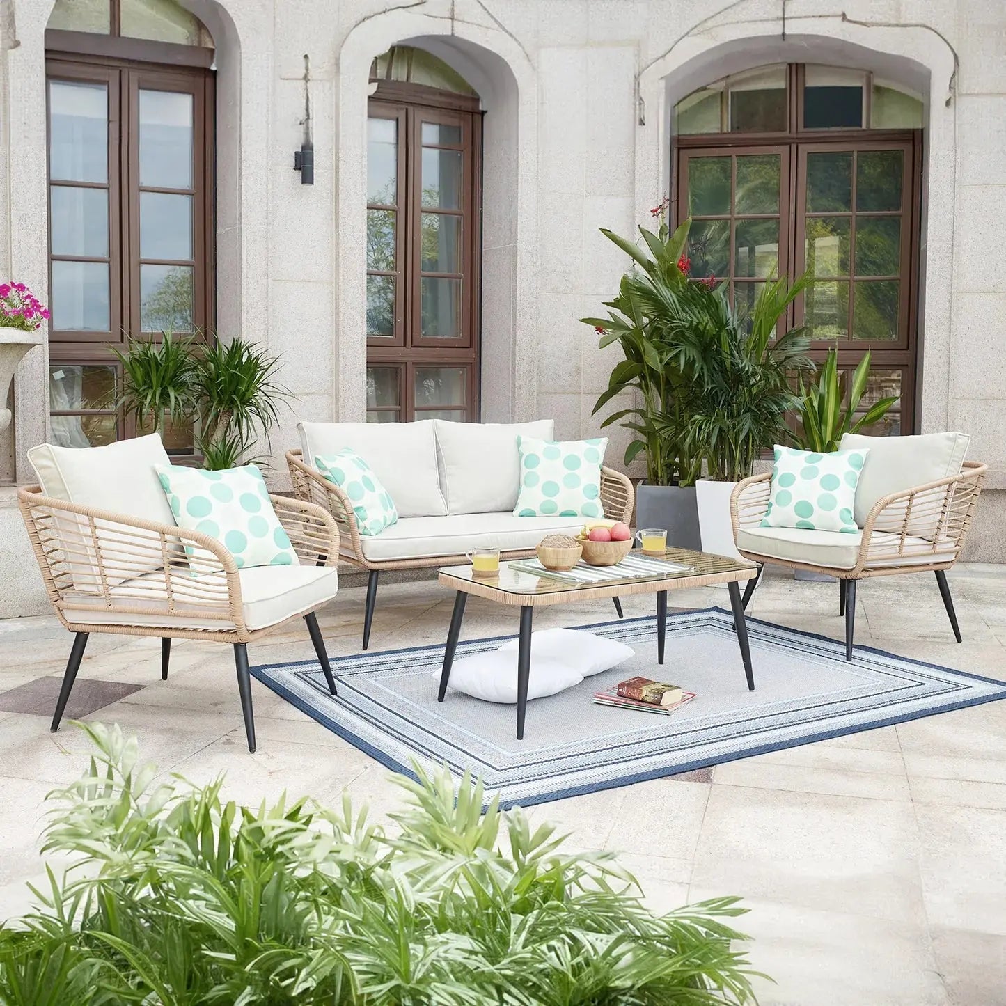 Bequia 4-Seater Aluminium Rope Wicker Outdoor Sofa in Sand Beyond Living