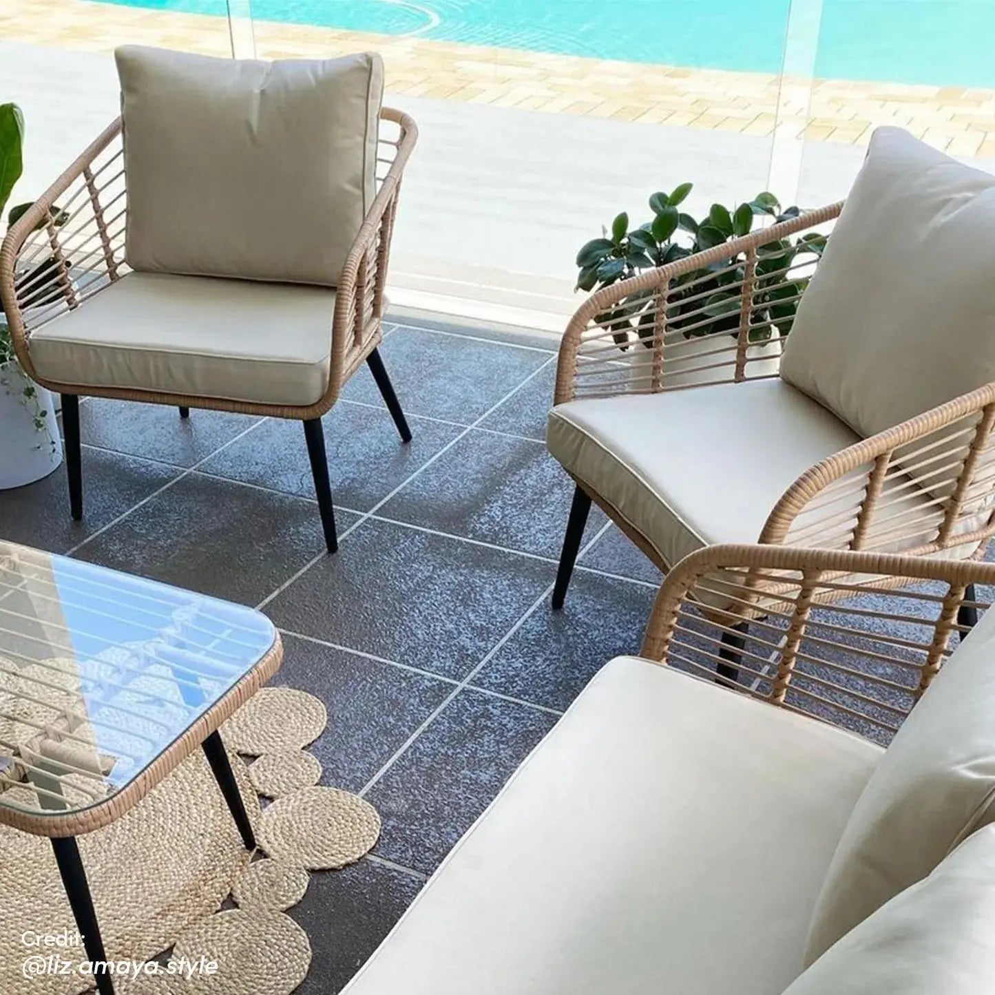 Bequia 4-Seater Aluminium Rope Wicker Outdoor Sofa in Sand Beyond Living