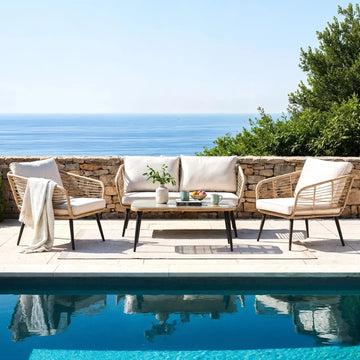 Bequia 4-Seater Aluminium Rope Wicker Outdoor Sofa in Sand Beyond Living