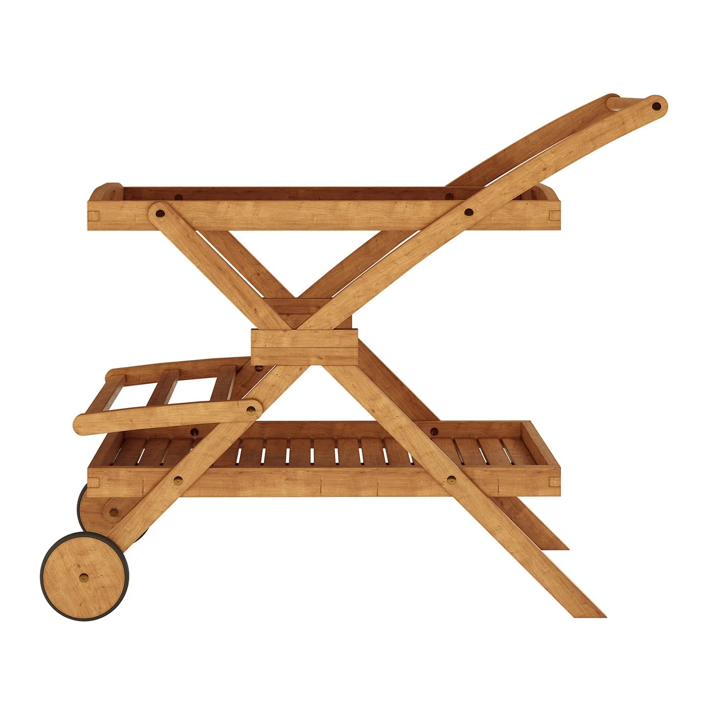 Outdoor Kitchen Trolley – Hardwood BBQ Serving Cart Natural Beyond Living