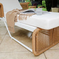 modern rattan sun lounger with cushion for garden patio