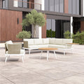 Breeza 5 Seater Teak Outdoor Sofa Set Cream White Australia Beyond Living