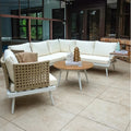 Breeza 5 Seater Teak Outdoor Sofa Set Cream White Australia Beyond Living