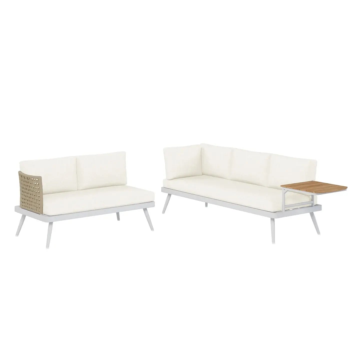 Breeza 5 Seater Teak Outdoor Sofa Set Cream White Australia Beyond Living