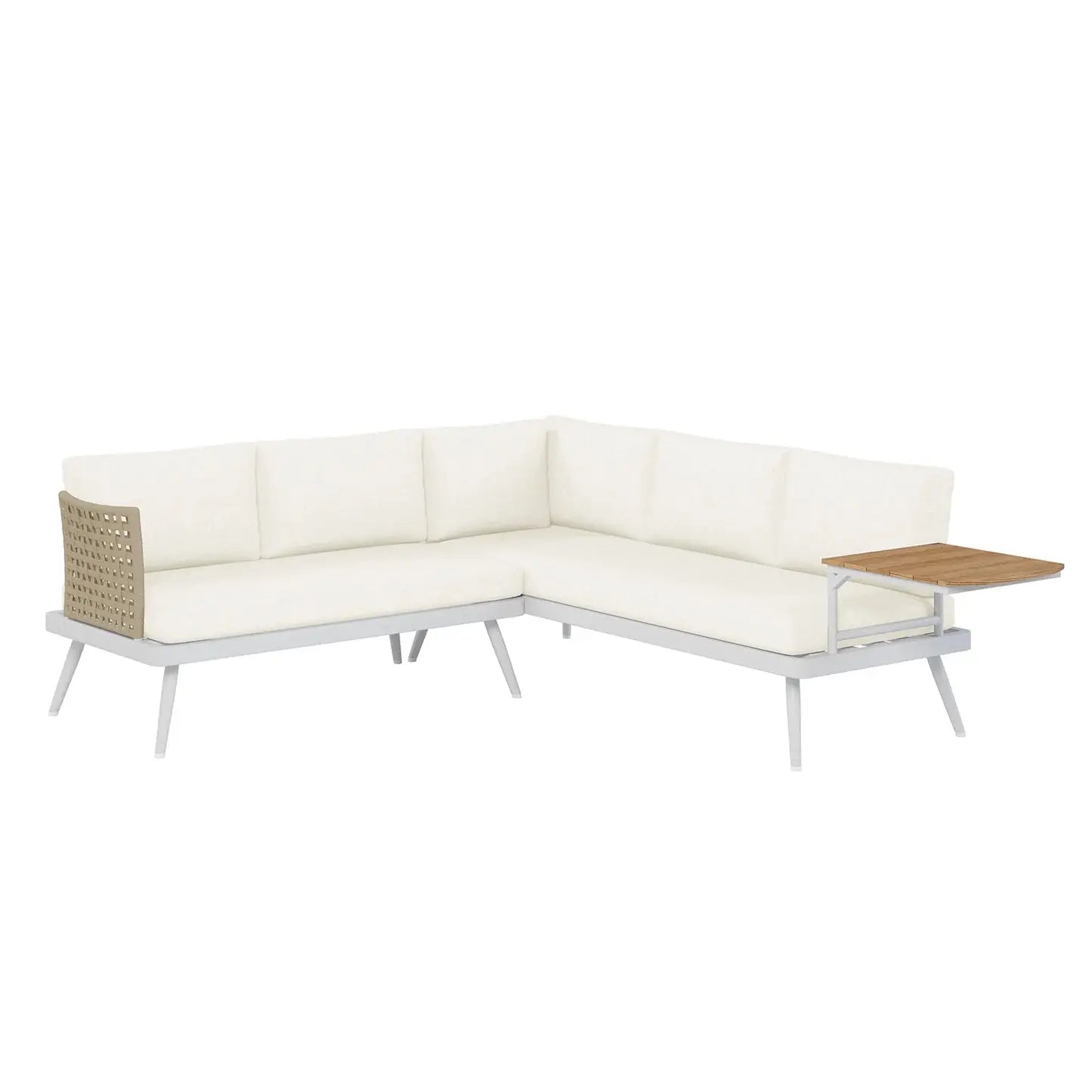 Breeza 5 Seater Teak Outdoor Sofa Set Cream White Australia Beyond Living