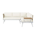 Breeza 5 Seater Teak Outdoor Sofa Set Cream White Australia Beyond Living