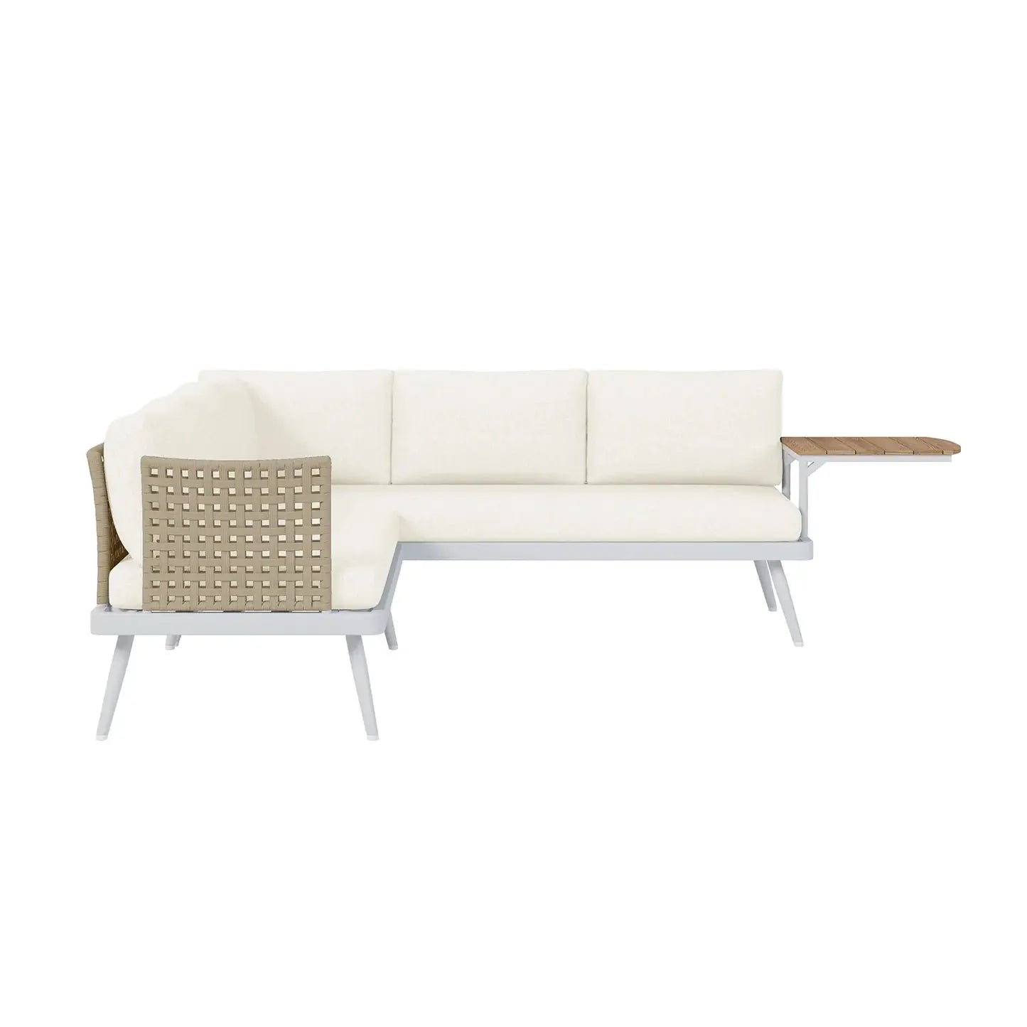 Breeza 5 Seater Teak Outdoor Sofa Set Cream White Australia Beyond Living