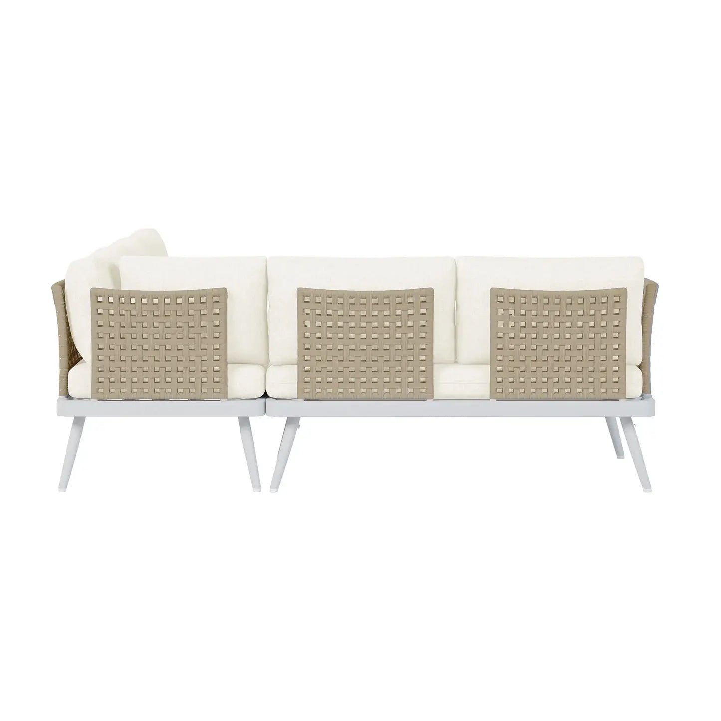 Breeza 5 Seater Teak Outdoor Sofa Set Cream White Australia Beyond Living