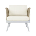 Breeza 5 Seater Teak Outdoor Sofa Set Cream White Australia Beyond Living