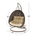 double outdoor wicker hanging egg chair with cushion