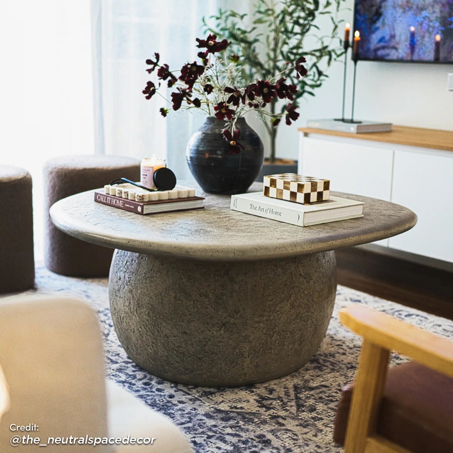 Outdoor Concrete Coffee Table – Round Stone Patio Table Beyond Living