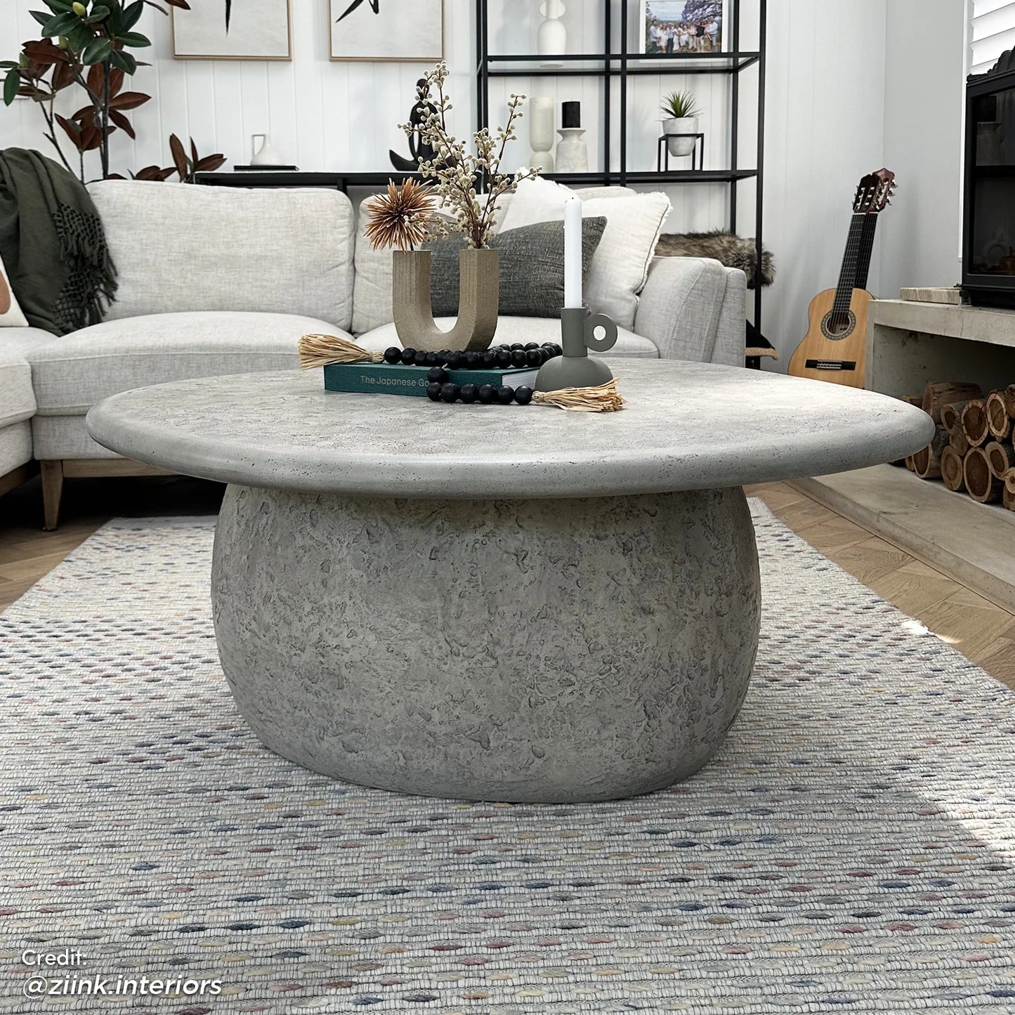 Outdoor Concrete Coffee Table – Round Stone Patio Table Beyond Living