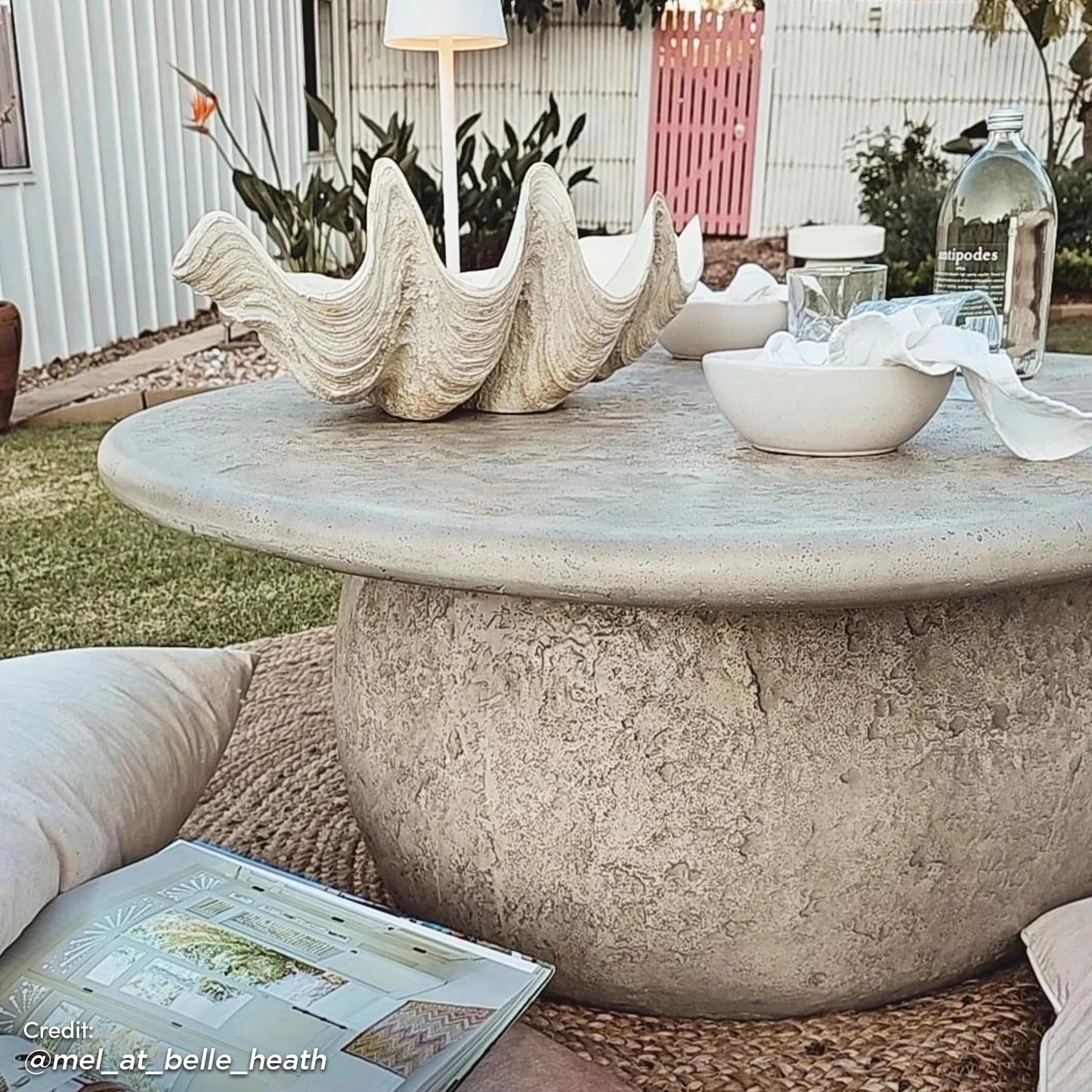 Outdoor Concrete Coffee Table – Round Stone Patio Table Beyond Living