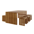 6 Seater Acacia Outdoor Dining Bench Set – Natural Patio Table Beyond Living
