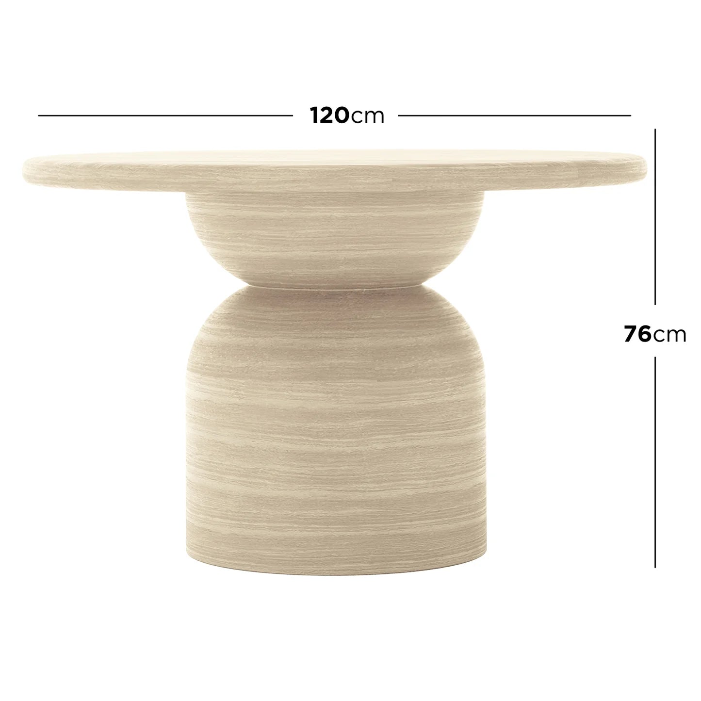 Round Outdoor Concrete Dining Table 120cm – Beige Patio Table Beyond Living