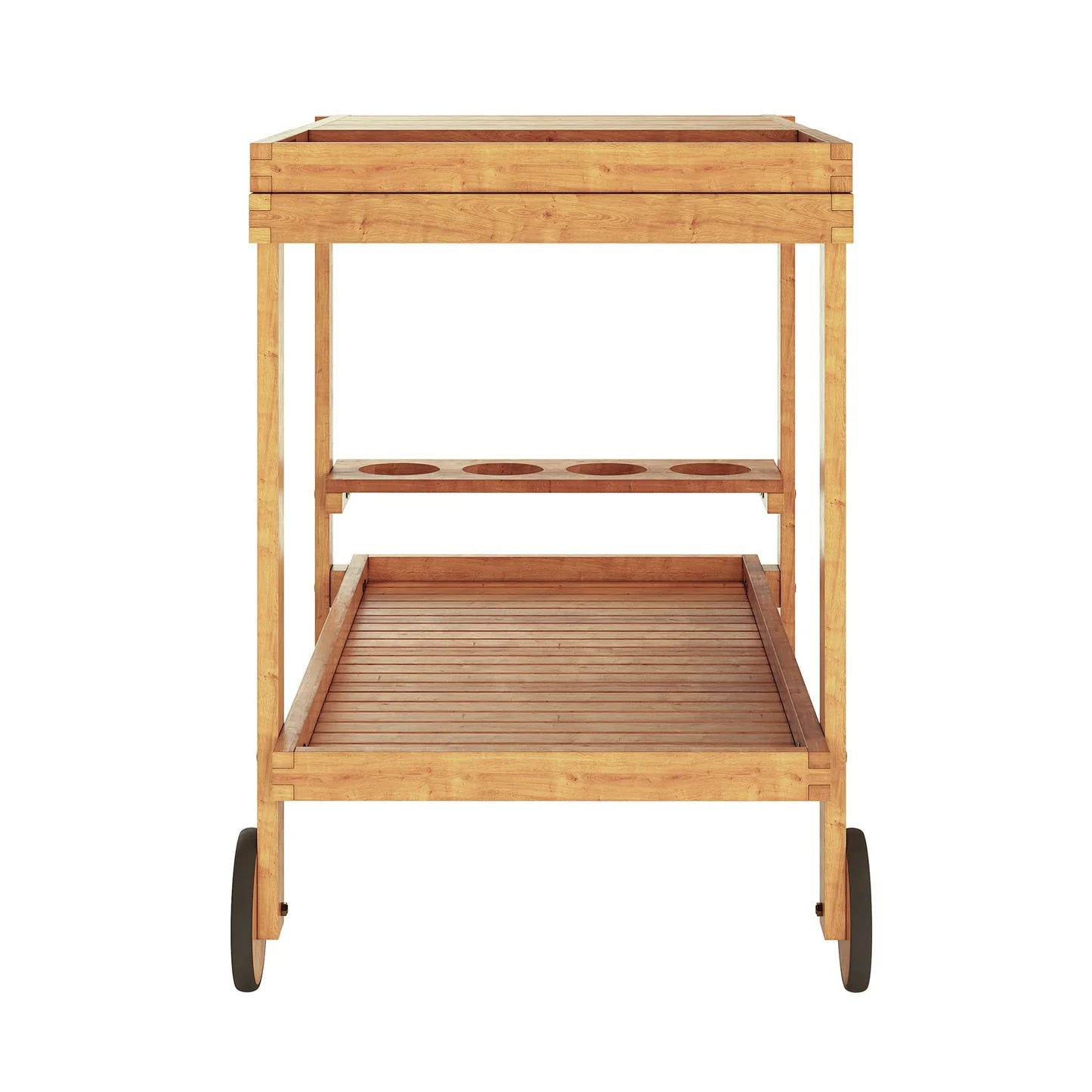Outdoor Kitchen Trolley – Solid Wood BBQ Serving Cart Natural Beyond Living