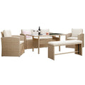 Mapa 7 Seater Wicker Outdoor Dining Sofa Set in Natural Beyond Living