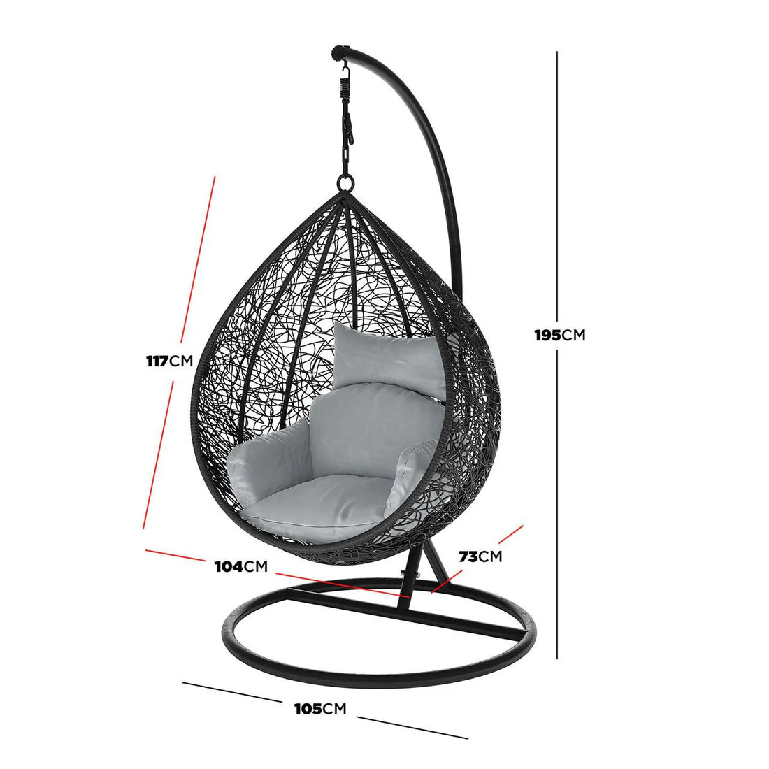 Large Outdoor Hanging Egg Chair – Black Wicker Pod Chair Beyond Living