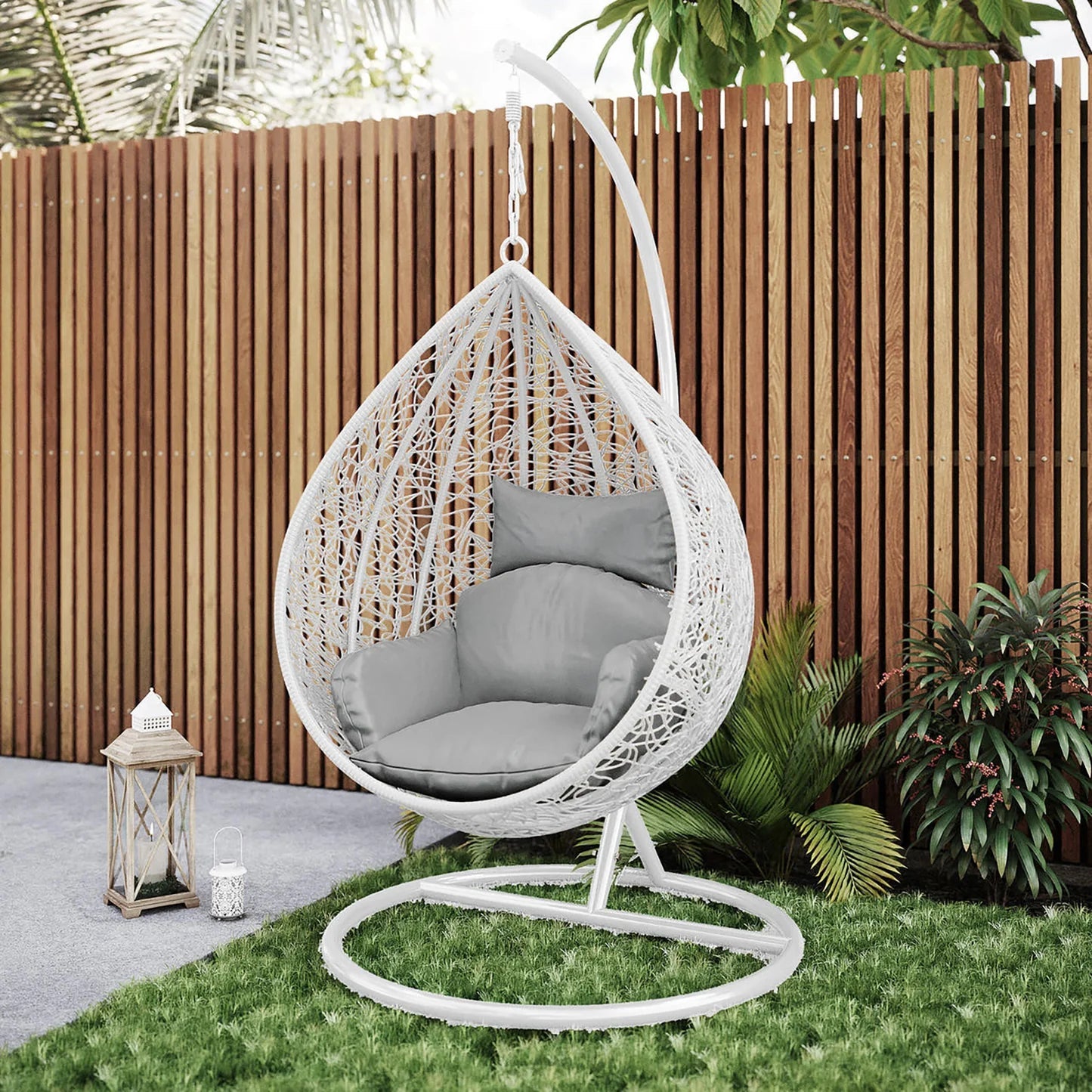 Large Outdoor Hanging Egg Chair – Black Wicker Pod Chair Beyond Living