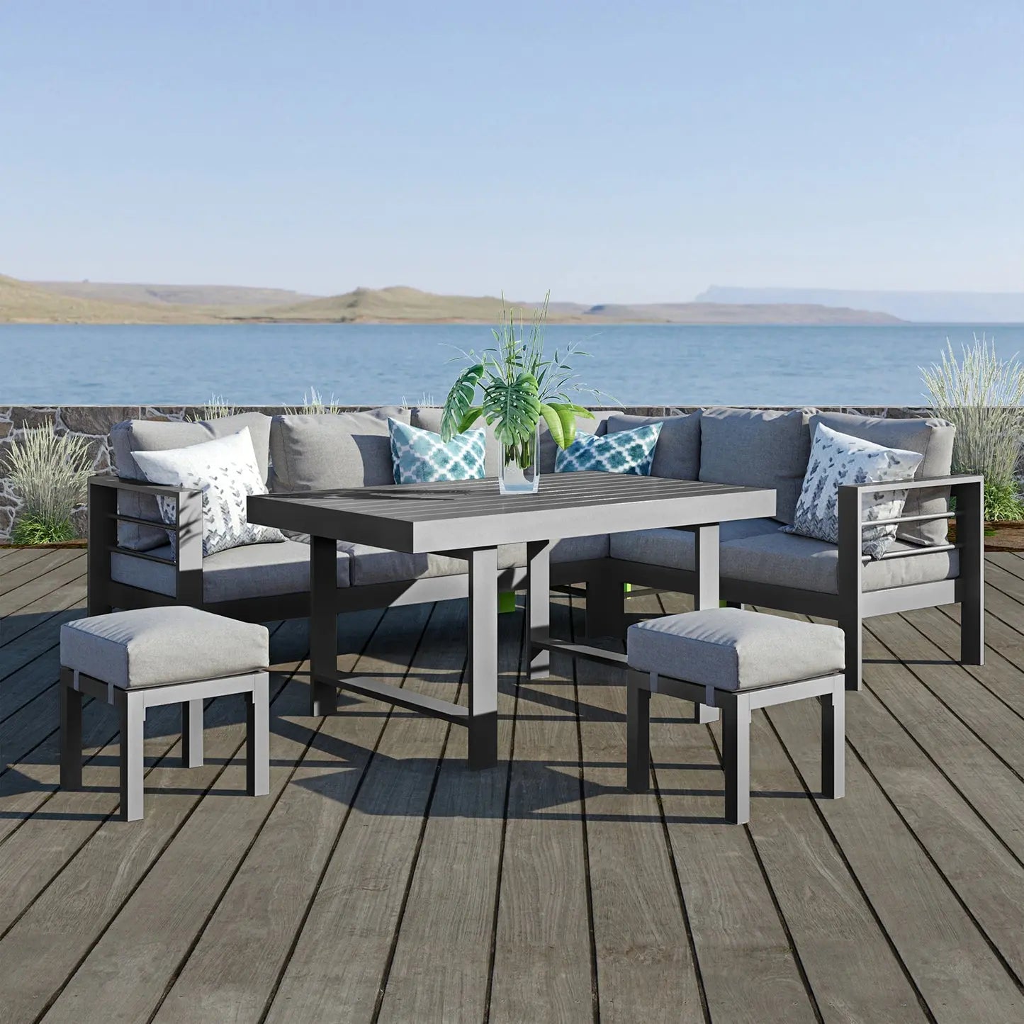 Portland Outdoor Corner Sofa Lounge with Foot Stools Australia Beyond Living