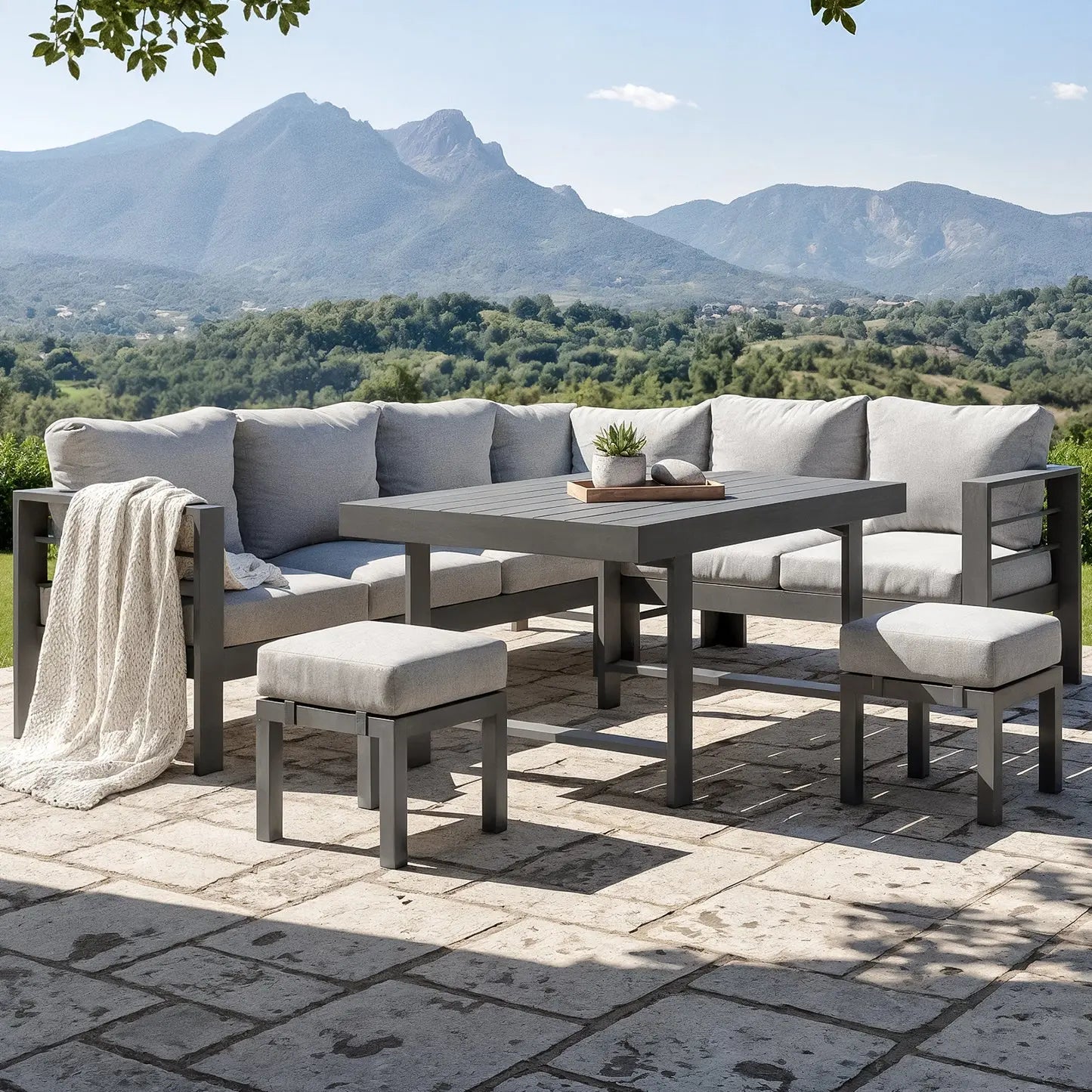 Portland Outdoor Corner Sofa Lounge with Foot Stools Australia Beyond Living