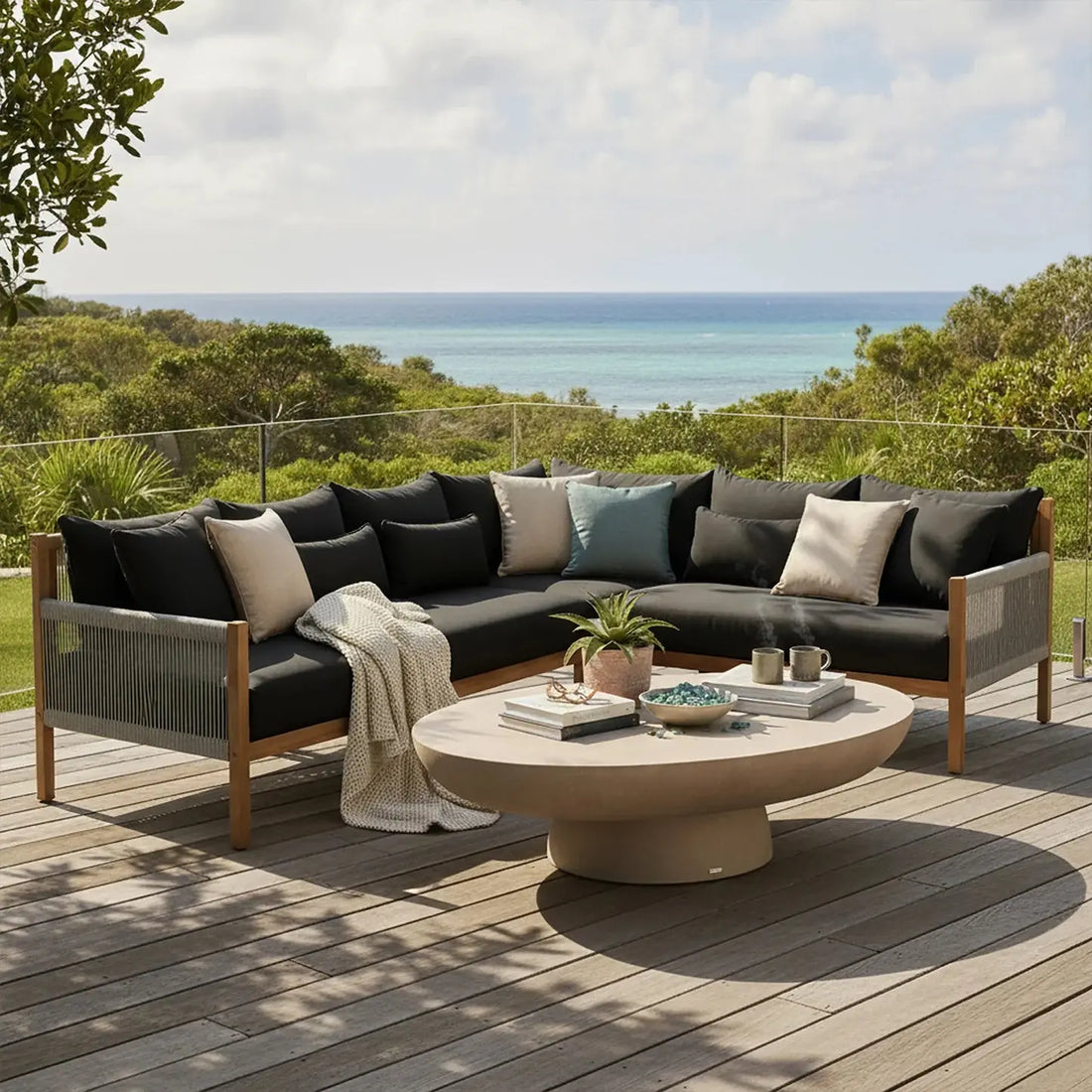 Tavi 5 Seater Solid Timber L Shape Outdoor Sofa Beyond Living