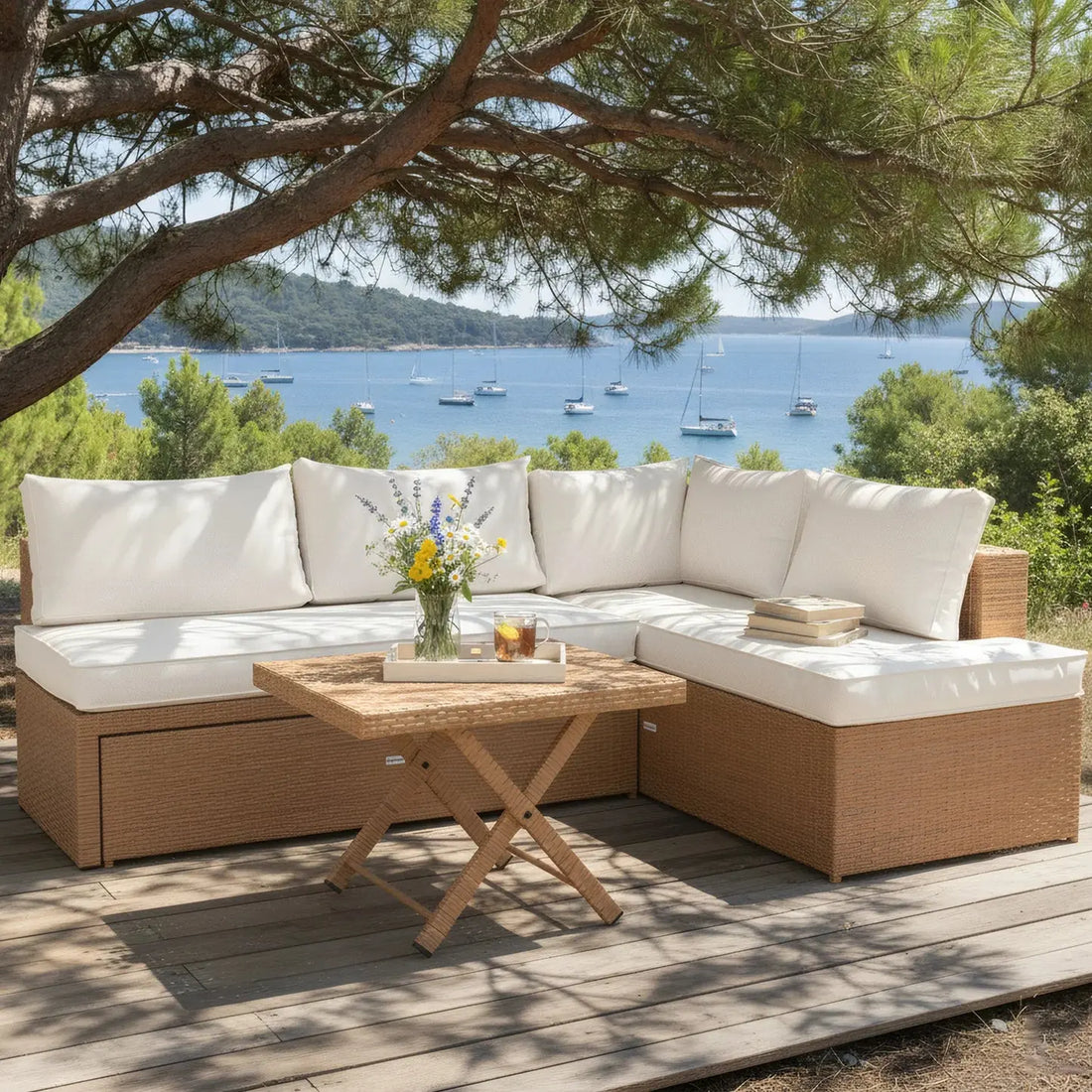 Tybee 4 Seater Rattan Outdoor Corner Sofa Set Beyond Living