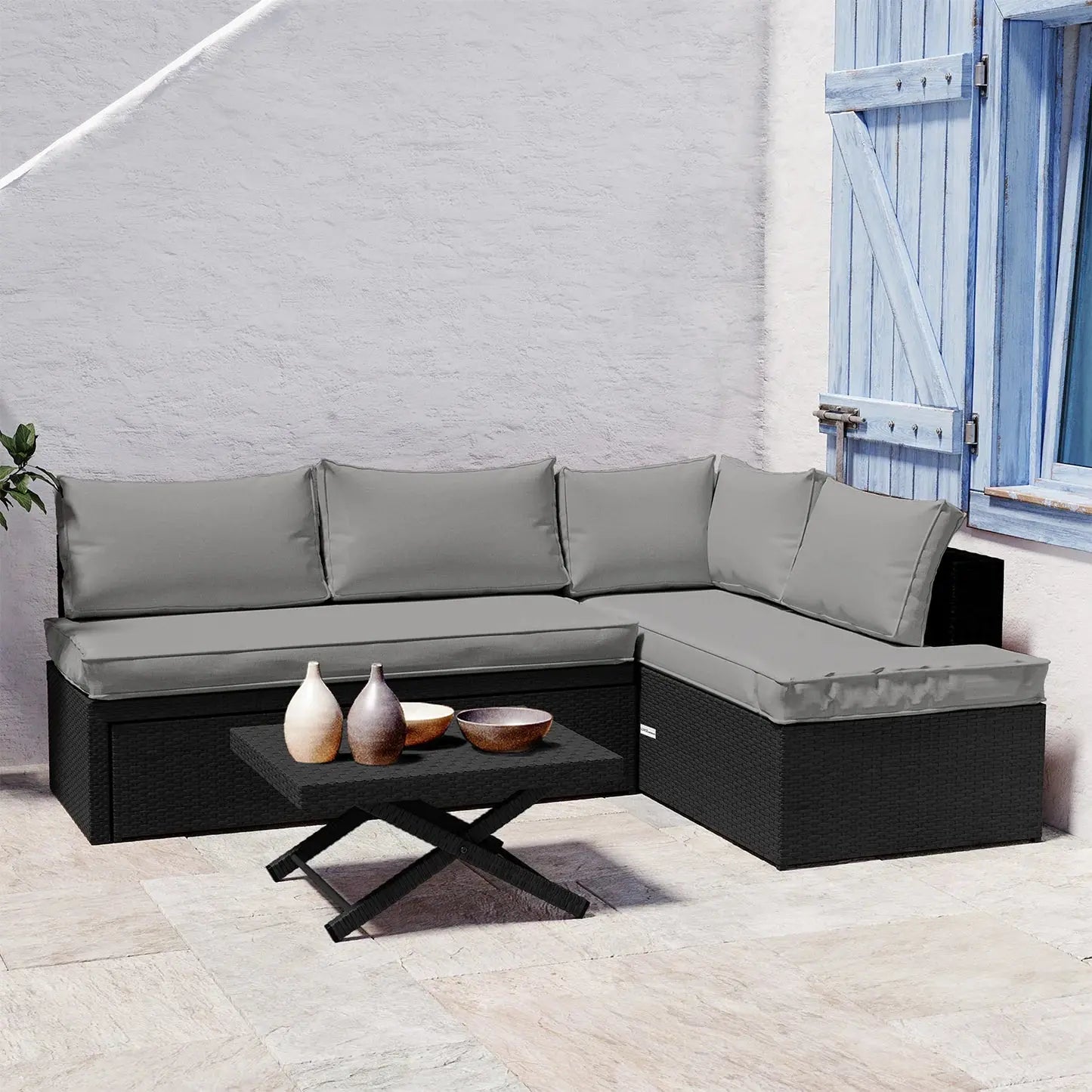 Tybee 4 Seater Rattan Outdoor Corner Sofa Set Beyond Living