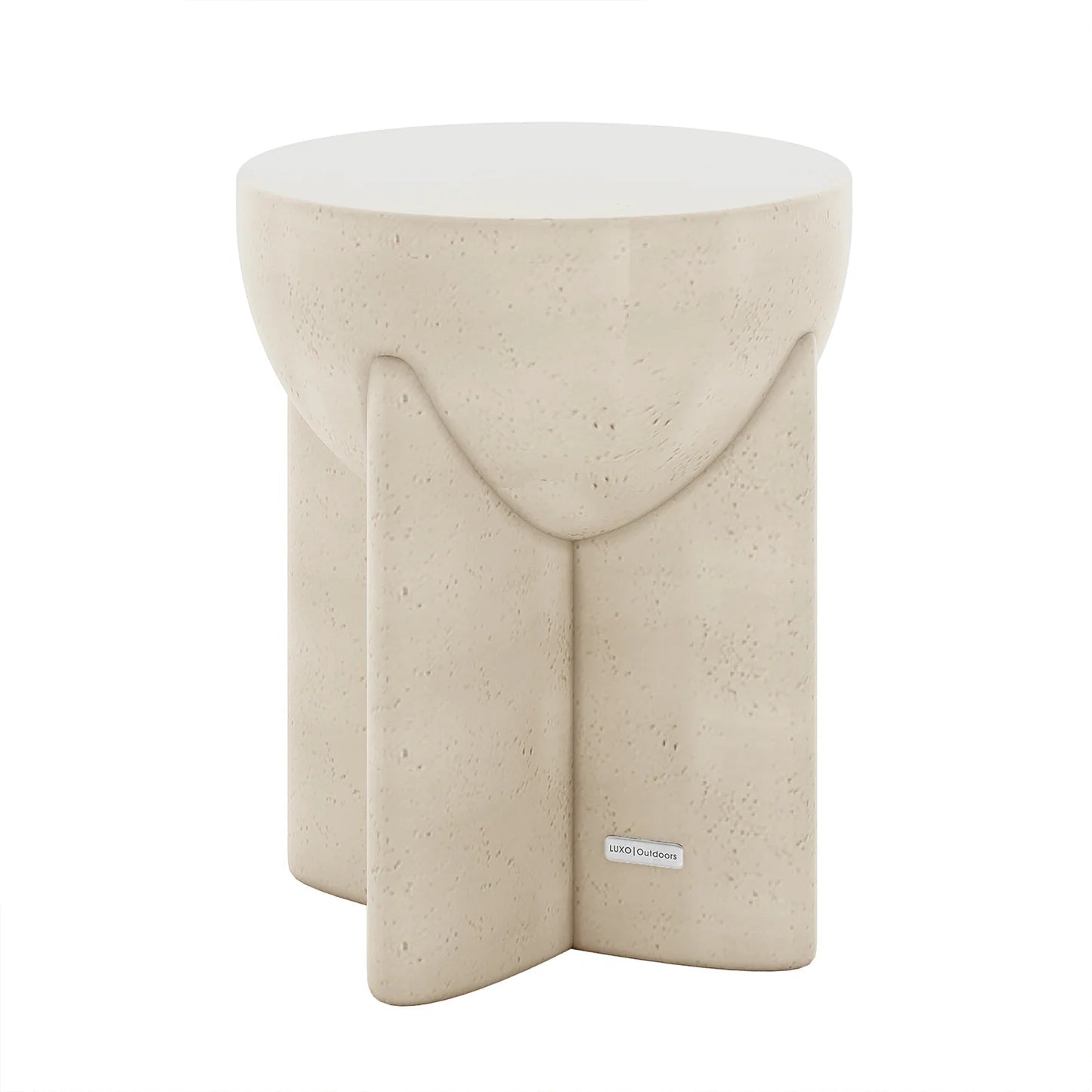 Round Concrete Side Table – Modern White Accent Table Beyond Living