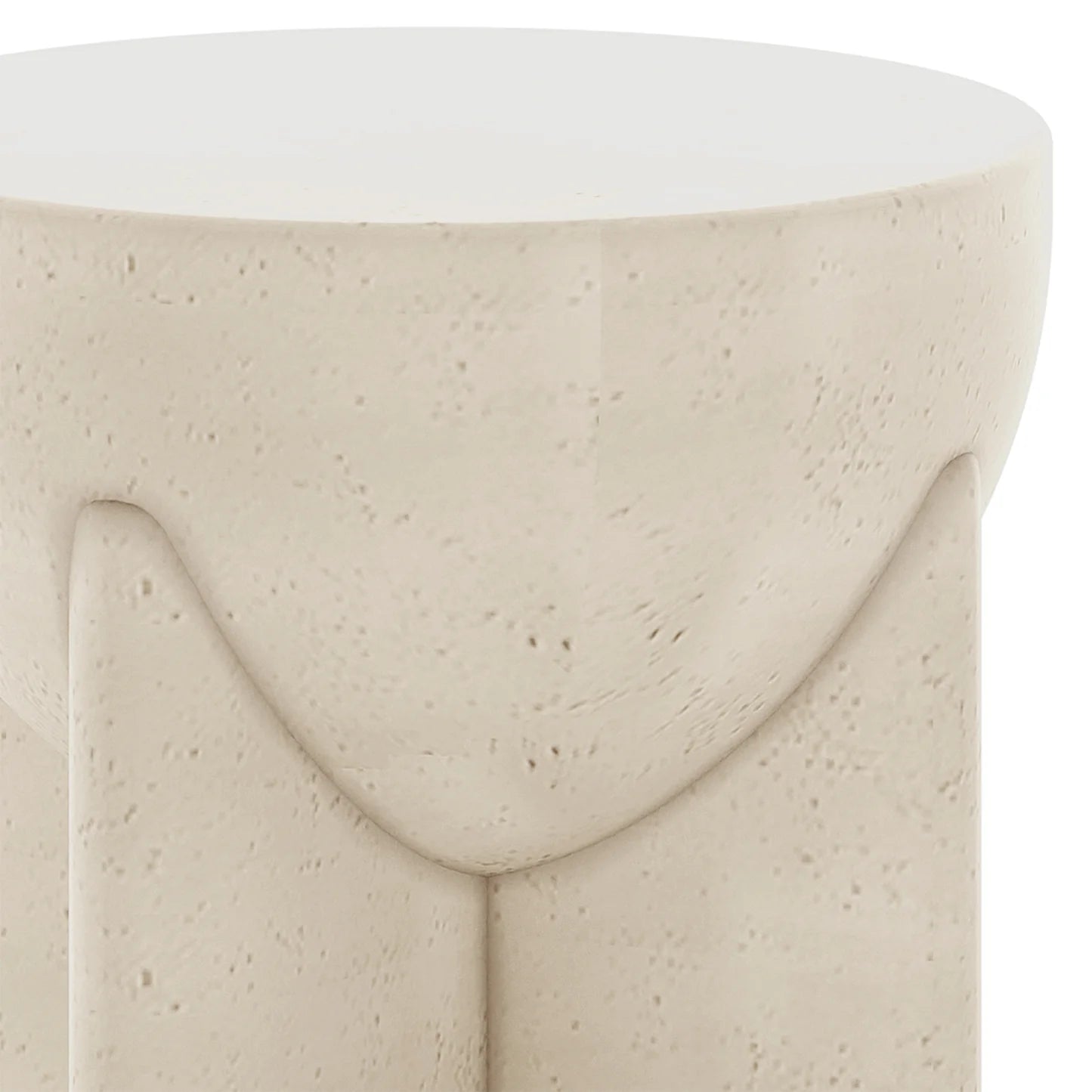 Round Concrete Side Table – Modern White Accent Table Beyond Living