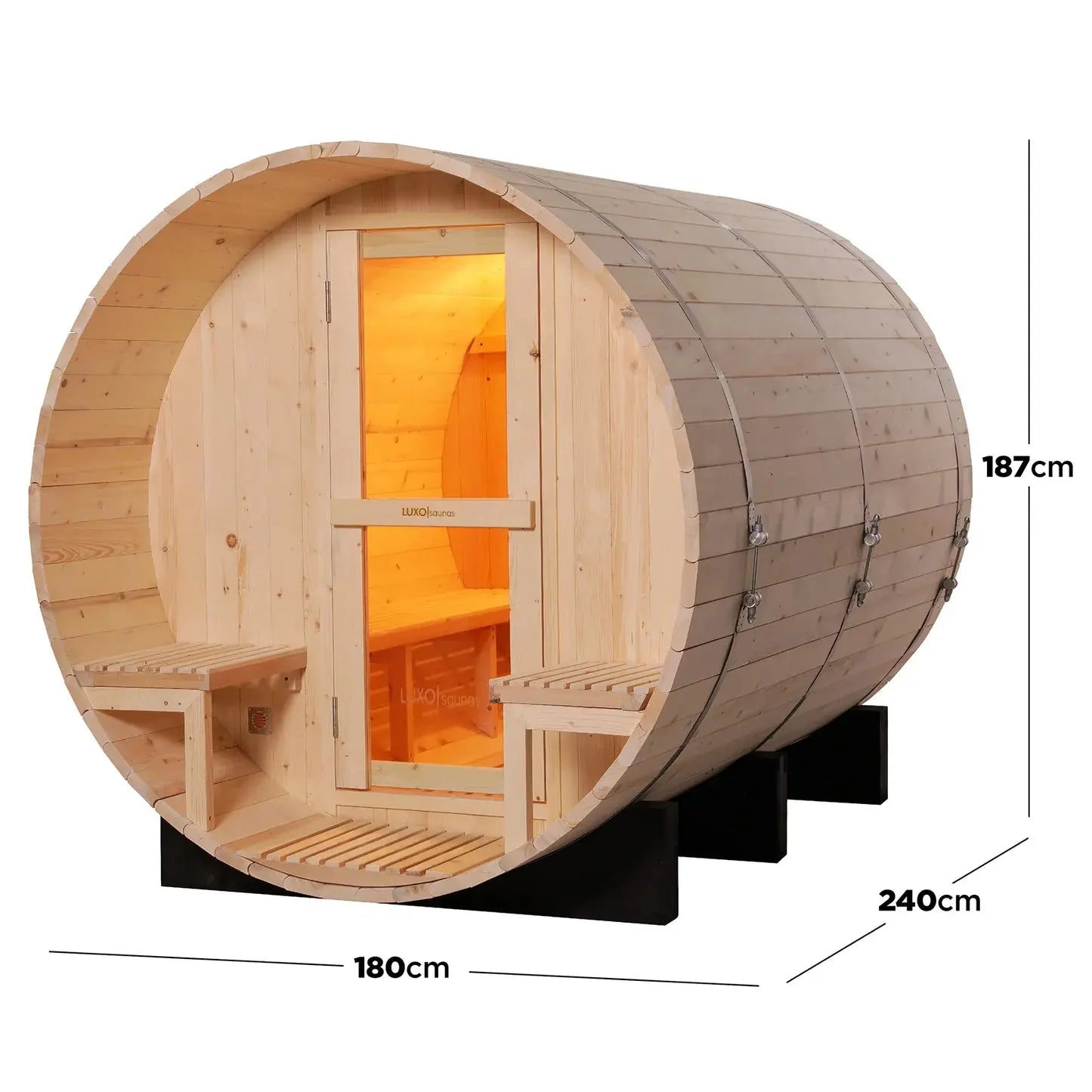 Luola 4 Person Outdoor Barrel Sauna Australia Pine Wood Stove Beyond Living