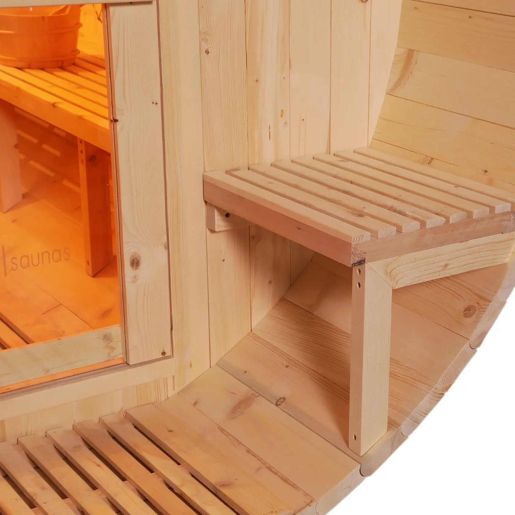 Luola 2 Person Pine Outdoor Barrel Sauna & Harvia Stove Beyond Living