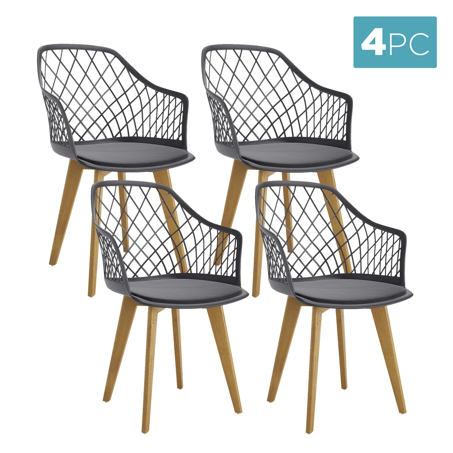 Caesar Dark Charcoal Beech Dining Chair Set of 4 Australia Beyond Living