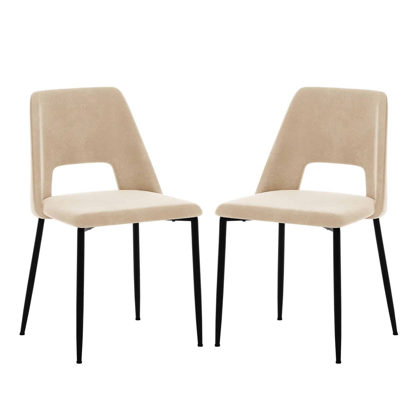 Geena High Back Velvet Dining Chair Set of 2 – Oatmeal Beyond Living
