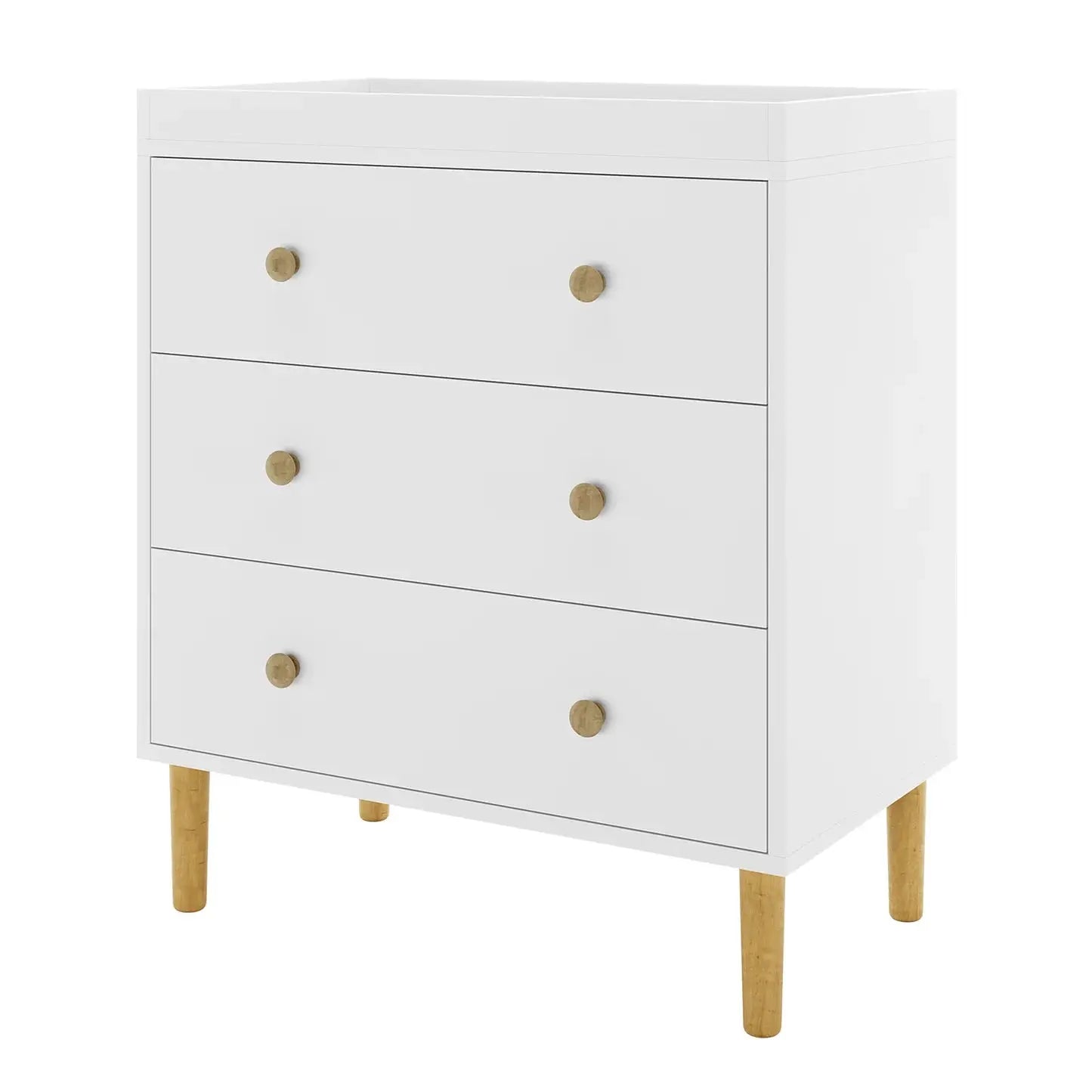 Reyhan Solid Pine Nursery Change Table with Storage in White Beyond Living