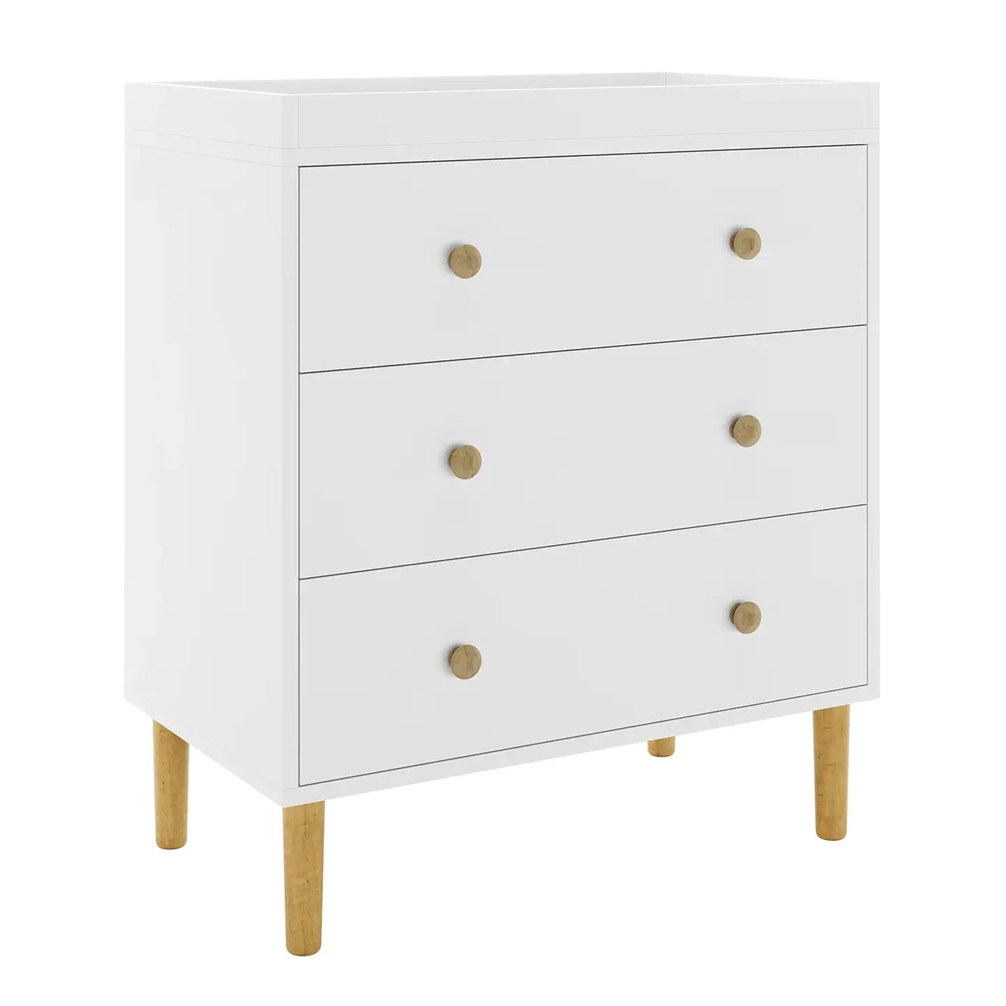 Reyhan Solid Pine Nursery Change Table with Storage in White Beyond Living