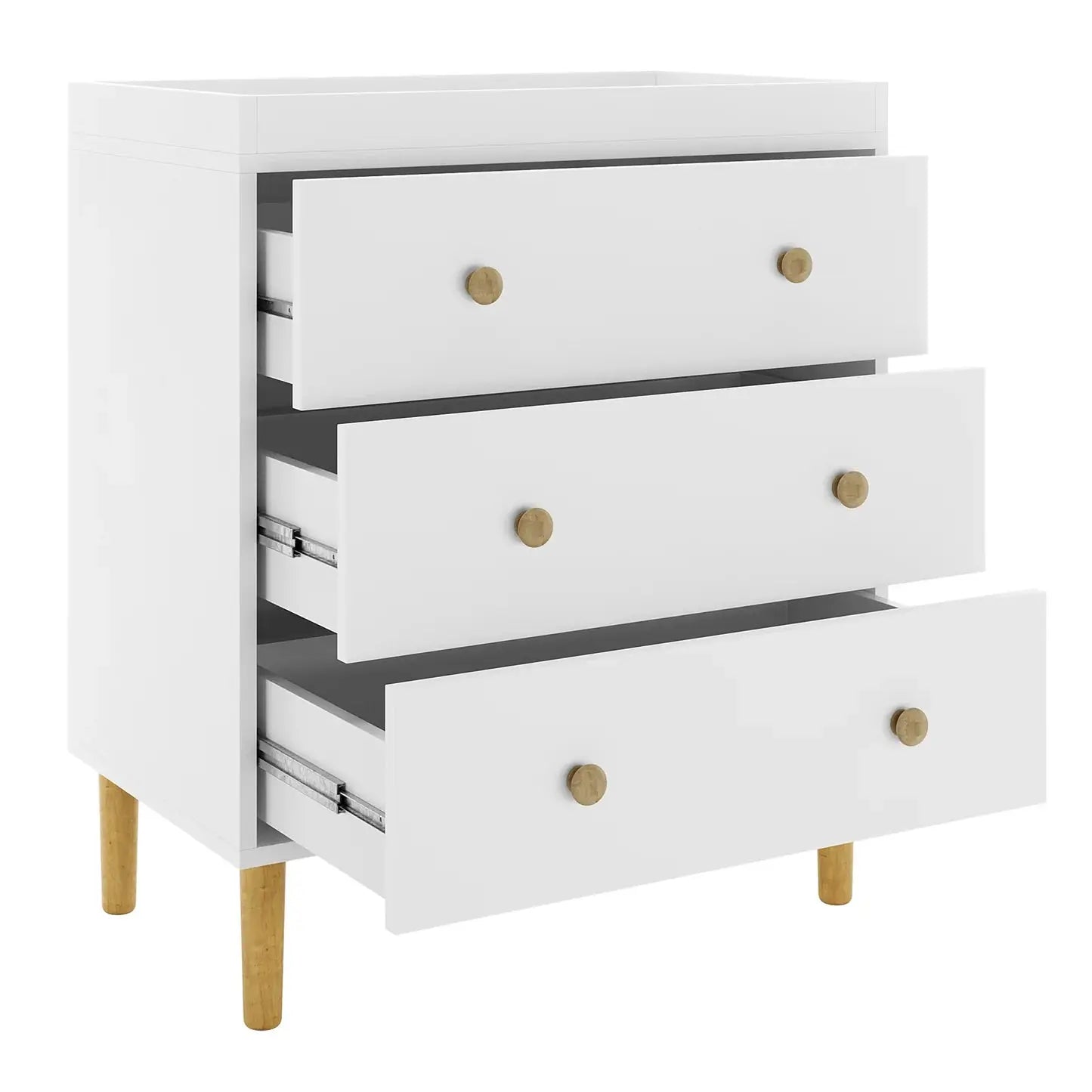 Reyhan Solid Pine Nursery Change Table with Storage in White Beyond Living