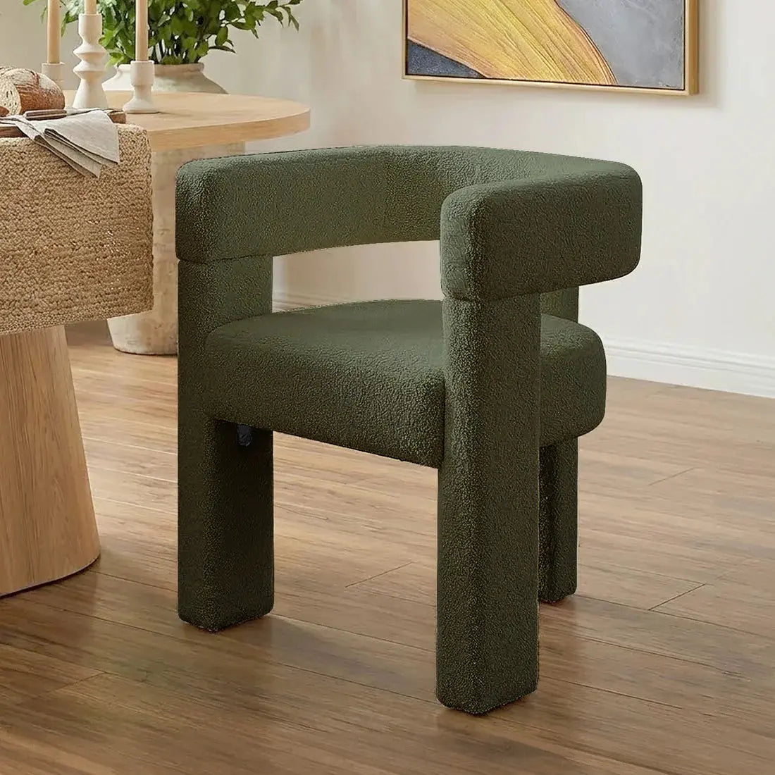 Utah Boucle Accent Chair Australia Curved 3 Legged Designer Armchair Beyond Living